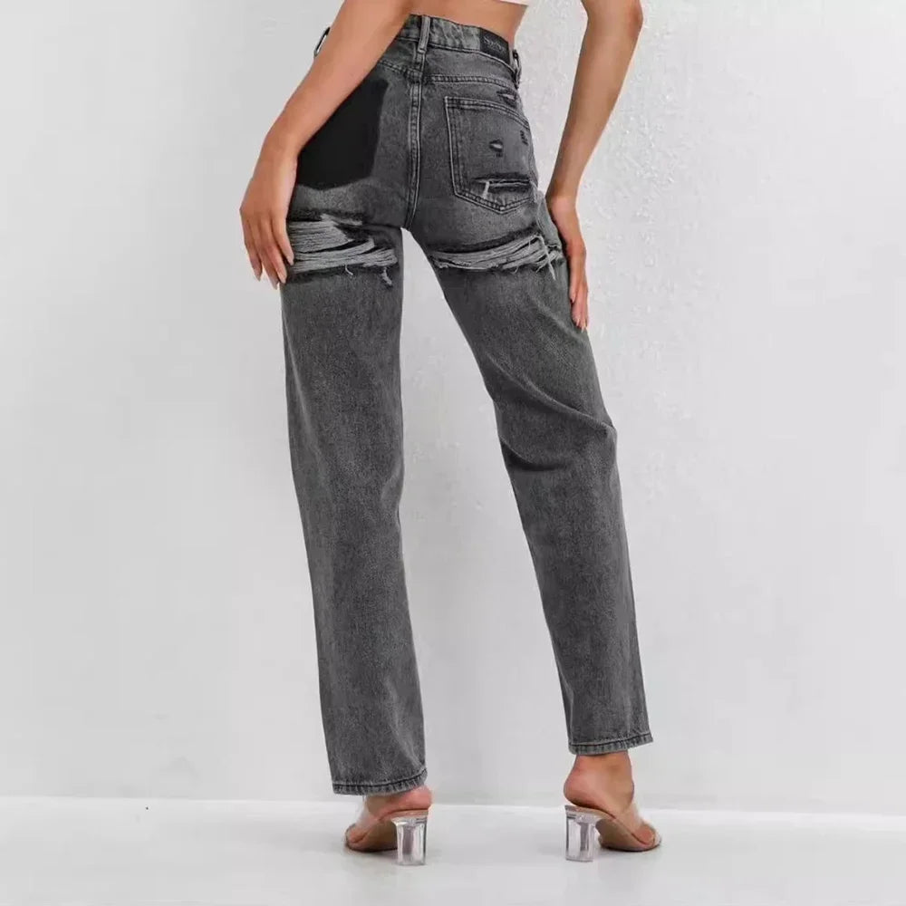 Aoaiiys Baggy Jeans Women High Waist Vintage Denim Pants Fashion Jeans Loose Trousers Patchwork Casual Streetwear Y2k Jeans