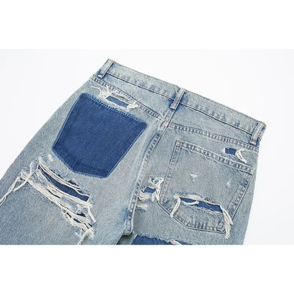 Aoaiiys Baggy Jeans Women High Waist Vintage Denim Pants Fashion Jeans Loose Trousers Patchwork Casual Streetwear Y2k Jeans